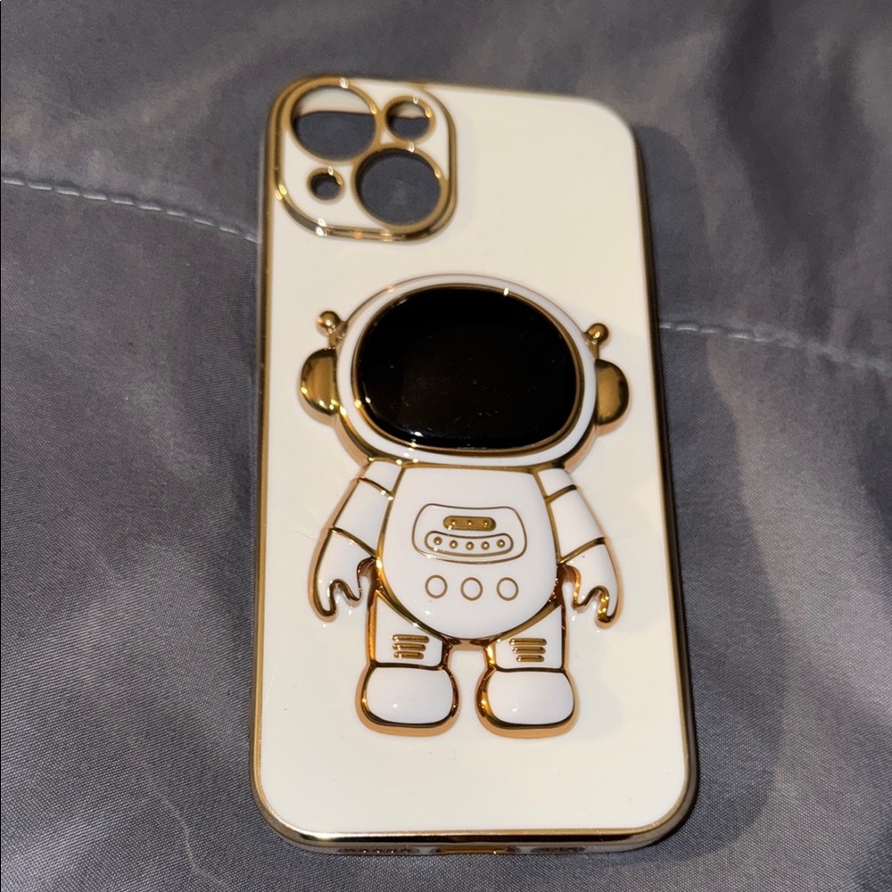 Astronaut Design Phone Case - White and Gold
